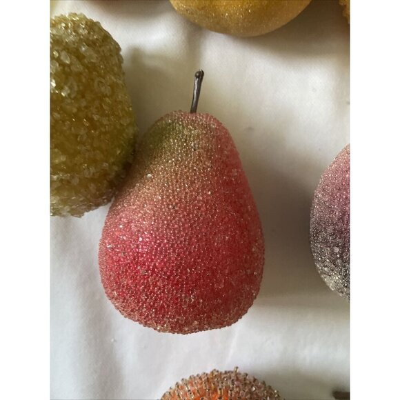Artificial Glittered Fruit Assortment For Decorative Displays - Pears Apples Gra - Picture 15 of 16